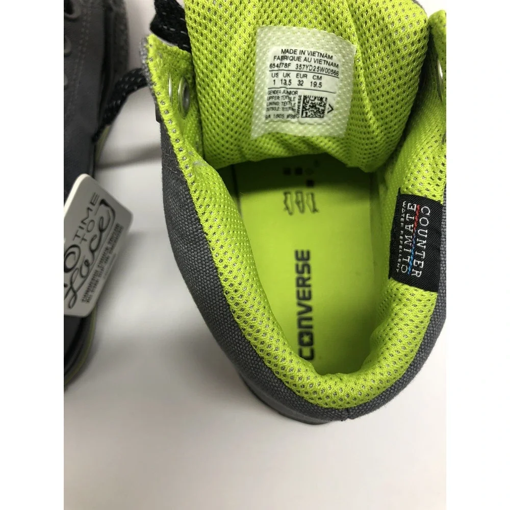 Converse‎ RARE Colorway High Top Boy's Sneakers Grey and Lime Green Mens Size 1